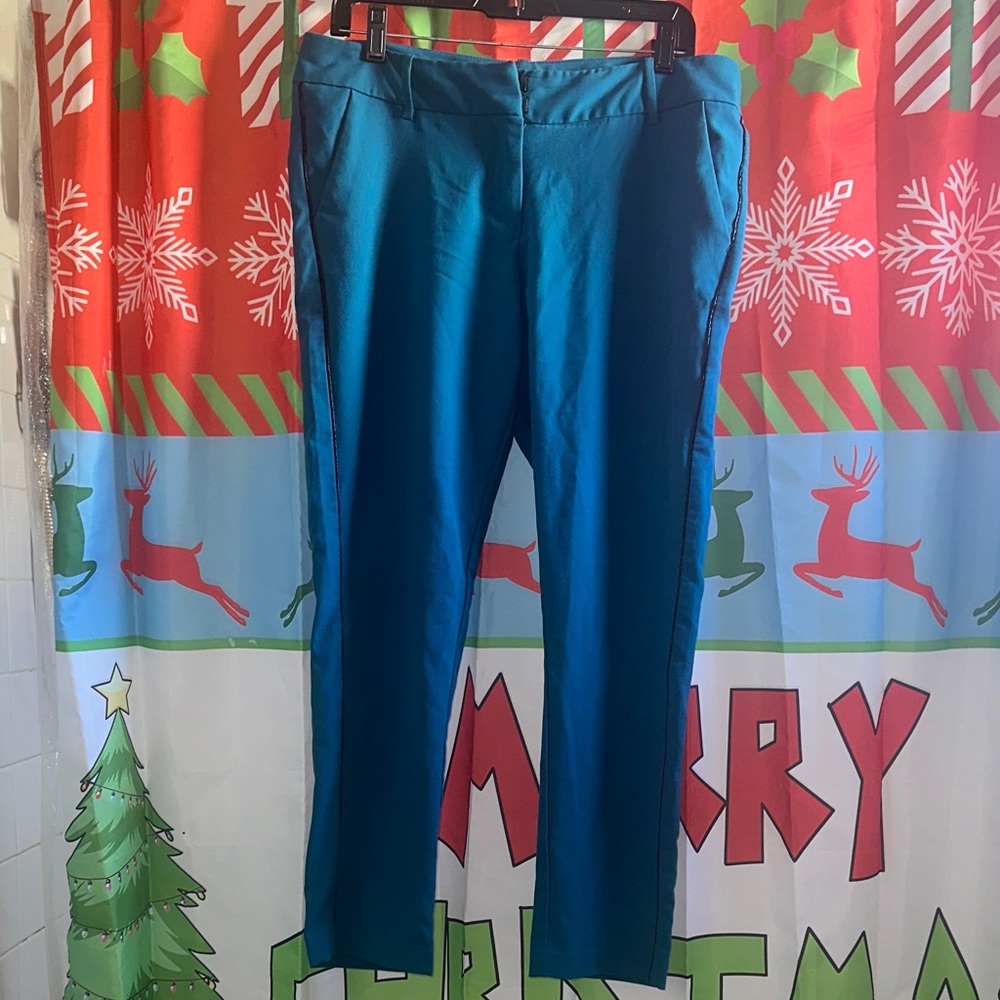 Teal Straight-Leg Pants